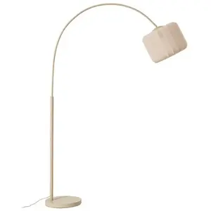 Lindby lampadaire arqué Helin, beige, textile, hauteur 198,5 cm pas cher