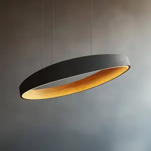 Lucande suspension LED Daelor, noir, aluminium/bois, CCT, Ø70cm pas cher