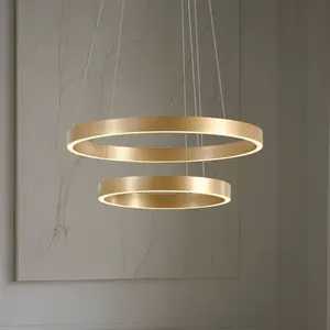 Comparateur de prix : Suspension LED Lucande Yonam, Ø 60 cm, à 2 lampes, dorée, CCT