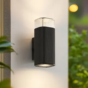 Applique d'extérieur Lindby Halvar, noir, 20 cm, 2 x GU10, IP65 pas cher