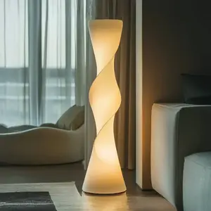 Lucande Lampe sur pied LED Isa, blanc, textile, hauteur 167 cm pas cher