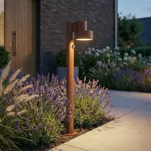 Bornes lumineuses LED Lucande Elune, marron, avec capteur, IP44, haute...