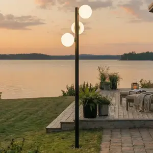 Luminaire d'extérieur LED Lucande Asane, noir, à 3 lampes, 222 cm, CCTVendu parluminaire