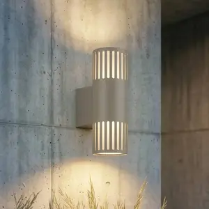 Applique d'extérieur Lindby Lurinda, à 2 lampes, gris, Ø 10 cm, IP44Vendu parluminaire