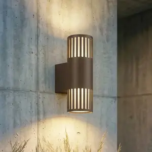 Applique d'extérieur Lindby Lurinda, à 2 lampes, marron, Ø10 cm, IP44 pas cher