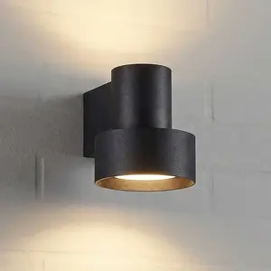 Applique d'extérieur LED Lucande Elune, noir mat, éclairage vers le ha...