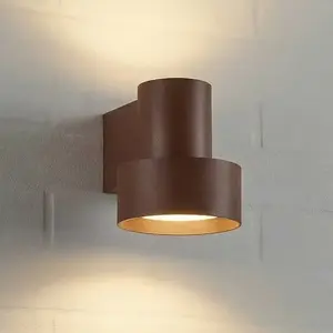 Applique d'extérieur LED Lucande Elune, marron, IP44, éclairage vers l...