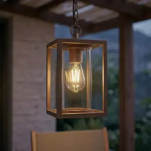 Comparateur de prix : Suspension d'extérieur Lucande Ferda, marron, IP44, verre, E27