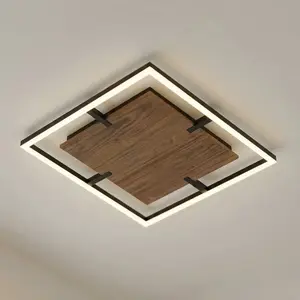 Plafonnier LED Lucande Vectra, 50 x 50 cm, bois, à intensité variable pas cher