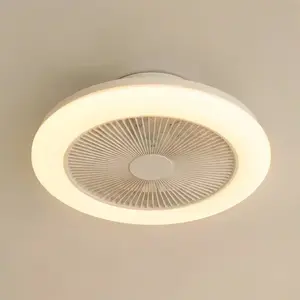 Ventilateur de plafond LED Lindby Vedin, blanc, courant continu, Ø 45 cm, RGBW pas cher