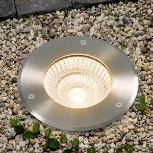 Spot encastré au sol LED Arcchio Thentos, Ø 18 cm, 60°, nickel, IP67