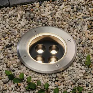 Spot encastré au sol LED Arcchio Thentos, Ø 12 cm, 40°, nickel, IP67
