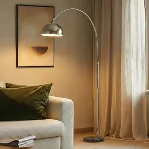 Lindby Lampe sur pied Tonka, chrome, métal/marbre, 185 cm, E27 pas cher