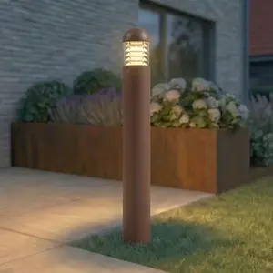 Lucande borne lumineuse LED Skagena, marron, hauteur 90 cm, IP54