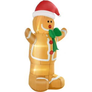 HOMCOM Décoration de Noël gonflable 1,83 m Bonhomme en pain d'épices a... pas cher