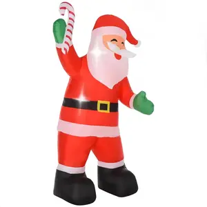 HOMCOM Décoration de Noël gonflable, Père Noël 2,4 m avec LED pour int... pas cher