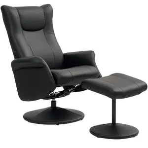 HOMCOM Fauteuil de bureau avec repose-pieds, aspect cuir, pivotant, do... pas cher