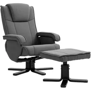 HOMCOM Fauteuil relaxant à bascule avec repose-pieds, revêtement en ti... pas cher