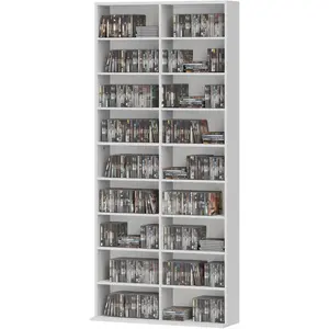 HOMCOM Étagère DVD, support de rangement CD, 14 étagères ajustables, 1... pas cher