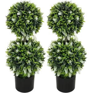 HOMCOM Set de 2 plantes artificielles, plante artificielle résistante ... pas cher
