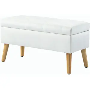 HOMCOM Banc rembourré avec rangement, revêtement en velours, pieds en ...