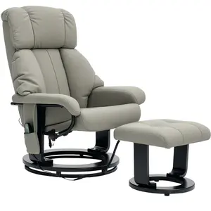 HOMCOM Relaxsessel Massagefunktion Fernsehsessel mit Seitentasche, Kunstleder, Grau pas cher