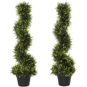 Outsunny Plante en spirale artificielle, arbre de cèdre en spirale ave... pas cher