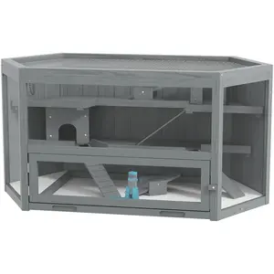 PawHut Cage pour hamsters, 3 étages, bac amovible, bois/métal, 115x60x... pas cher
