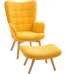 HOMCOM Fauteuil d'appoint avec Repose-Pieds, Fauteuil de relaxation en... pas cher