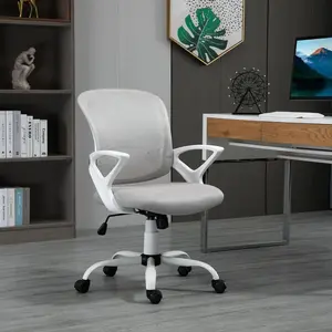Vinsetto Chaise de Bureau, Chaise de Bureau avec Roulettes, Ergonomique, Réglable en Hauteur, Gris pas cher