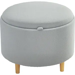 HOMCOM Pouf Pouf Rembourré en Peluche Teddy, Espace de Rangement Caché...