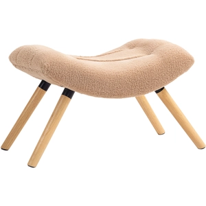 HOMCOM Tabouret moderne avec revêtement en polaire et pieds en bois, r...