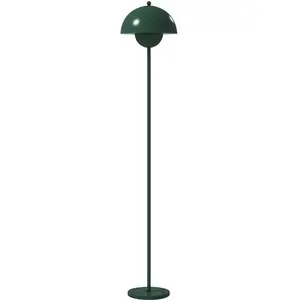 HOMCOM Lampe sur Pied, Abat-jour rond, Interrupteur au pied, Câble long, Look élégant, Acier, Vert pas cher