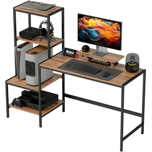 HOMCOM Bureau d'ordinateur avec Rehausseur de Moniteur, Bureau avec Ét... pas cher
