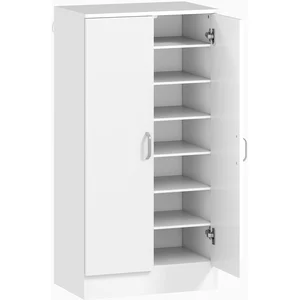 HOMCOM Armoire à Chaussures avec Charnières Soft-Close, Étagères Ajustables, Meuble à Chaussures à 6 Niveaux pour Entrée, Hall d'entrée, pour 14 Paires, 55 x 35 x 108 cm, Panneau de Particules, Blanc pas cher