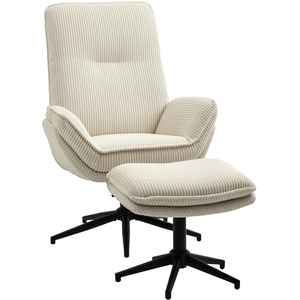 HOMCOM Fauteuil rembourré pivotant avec repose-pieds, Fauteuil inclina... pas cher