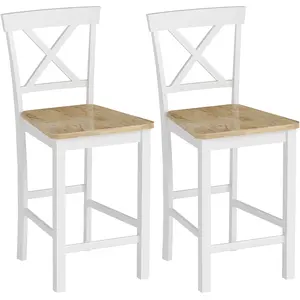 HOMCOM Ensemble de 2 tabourets de bar avec dossier et repose-pied en b... pas cher