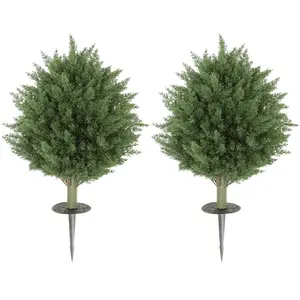 HOMCOM Lot de 2 Plantes Artificielles, Cyprès résistant aux UV avec 38... pas cher