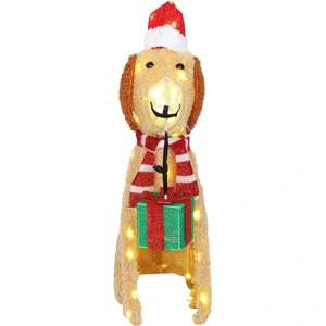Outsunny Décoration de Noël, Chiot lumineux avec 74 LED blanc chaud, 6... pas cher