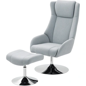 HOMCOM Fauteuil rembourré pivotant avec repose-pieds, inclinable, fauteuil rembourré avec accoudoirs, pour salon, chambre à coucher, Gris