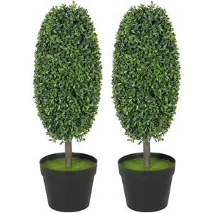 HOMCOM Lot de 2 plantes artificielles, arbres artificiels résistants a... pas cher