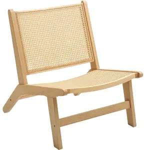 HOMCOM Fauteuil en Rotin, Fauteuil de Lecture, Cadre en Bois, Siège La...