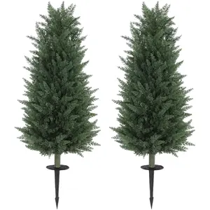 HOMCOM Ensemble de 2 plantes artificielles, cyprès artificiels avec 83... pas cher