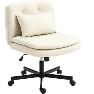 HOMCOM Chaise de bureau sans accoudoirs en cuir artificiel, chaise de ... pas cher