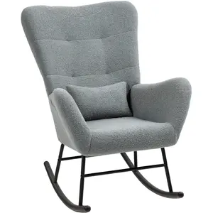 HOMCOM Chaise à Bascule, Revêtement Doux, Coussin Lombaire, Antidérapa... pas cher