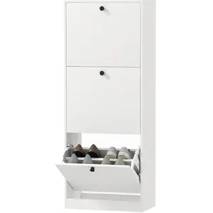 HOMCOM Armoire à chaussures, 3 tiroirs, pour jusqu'à 12 paires de chaussures, Panneau de particules, Blanc pas cher