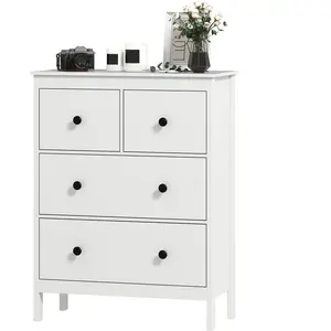 HOMCOM Commode avec 4 tiroirs, pour vêtements & linge de lit, Salon Ch... pas cher