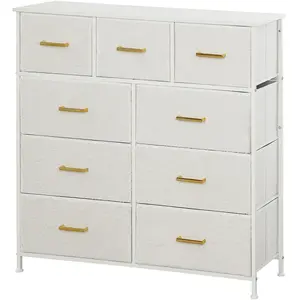 HOMCOM Commode en Tissu, 9 Tiroirs, Cadre en Acier, élégant, polyvalen... pas cher