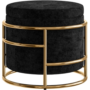 HOMCOM Pouf de rangement rembourré, repose-pieds en cadre métallique, ...