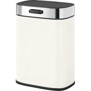 HOMCOM Poubelle 5 L, posable ou suspendue, acier inox, Crème blanche pas cher